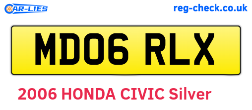 MD06RLX are the vehicle registration plates.