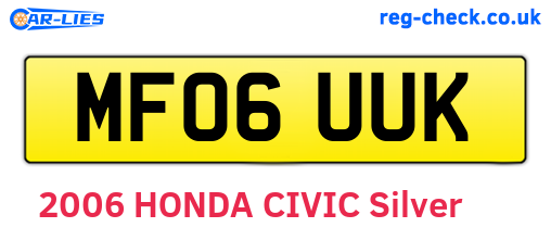 MF06UUK are the vehicle registration plates.