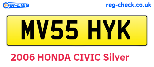 MV55HYK are the vehicle registration plates.