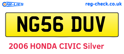 NG56DUV are the vehicle registration plates.