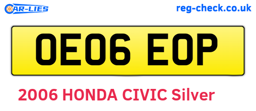 OE06EOP are the vehicle registration plates.
