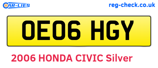 OE06HGY are the vehicle registration plates.