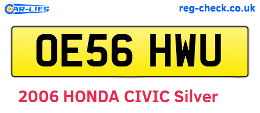 OE56HWU are the vehicle registration plates.