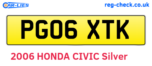 PG06XTK are the vehicle registration plates.