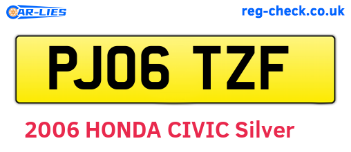 PJ06TZF are the vehicle registration plates.