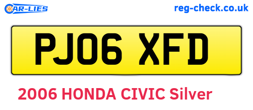 PJ06XFD are the vehicle registration plates.