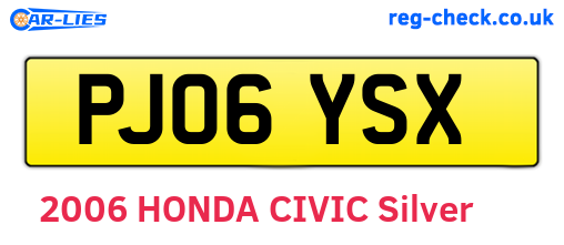 PJ06YSX are the vehicle registration plates.