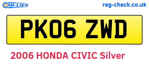 PK06ZWD are the vehicle registration plates.