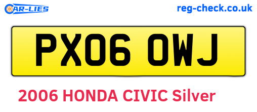 PX06OWJ are the vehicle registration plates.