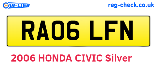 RA06LFN are the vehicle registration plates.