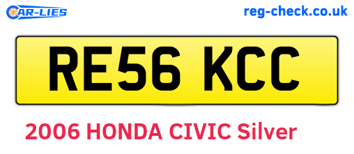 RE56KCC are the vehicle registration plates.