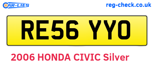 RE56YYO are the vehicle registration plates.