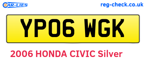 YP06WGK are the vehicle registration plates.