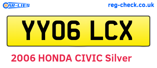 YY06LCX are the vehicle registration plates.