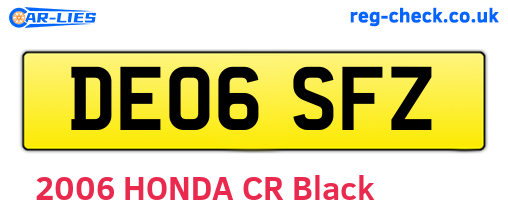 DE06SFZ are the vehicle registration plates.