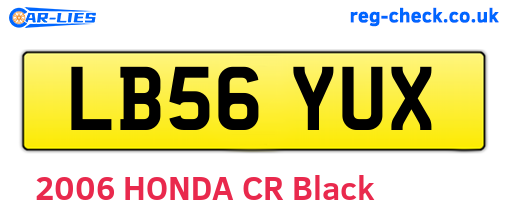 LB56YUX are the vehicle registration plates.