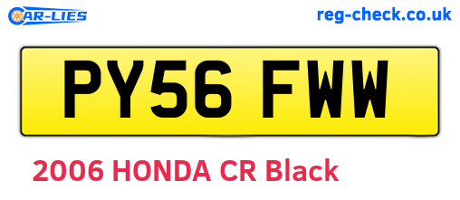 PY56FWW are the vehicle registration plates.