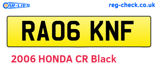 RA06KNF are the vehicle registration plates.
