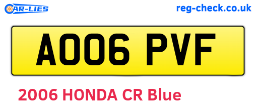 AO06PVF are the vehicle registration plates.