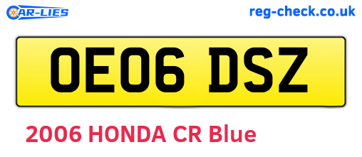 OE06DSZ are the vehicle registration plates.