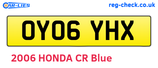 OY06YHX are the vehicle registration plates.