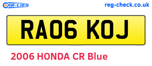 RA06KOJ are the vehicle registration plates.