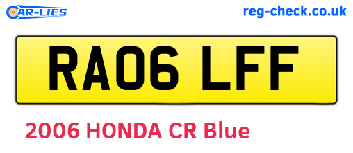 RA06LFF are the vehicle registration plates.