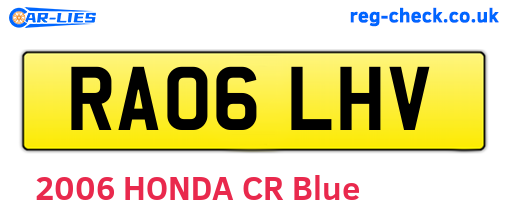 RA06LHV are the vehicle registration plates.