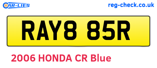 RAY885R are the vehicle registration plates.