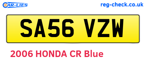 SA56VZW are the vehicle registration plates.