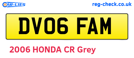 DV06FAM are the vehicle registration plates.