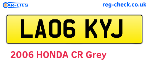 LA06KYJ are the vehicle registration plates.