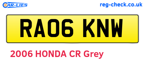 RA06KNW are the vehicle registration plates.