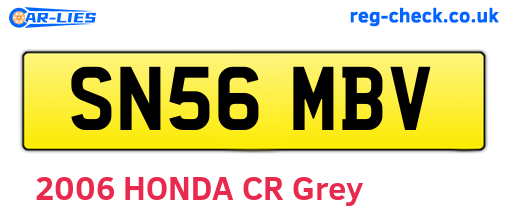 SN56MBV are the vehicle registration plates.