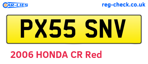 PX55SNV are the vehicle registration plates.