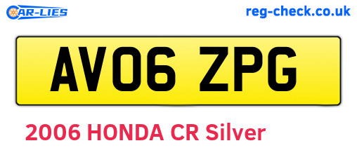 AV06ZPG are the vehicle registration plates.