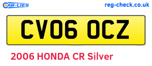 CV06OCZ are the vehicle registration plates.