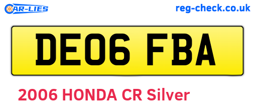 DE06FBA are the vehicle registration plates.