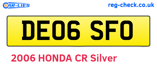 DE06SFO are the vehicle registration plates.