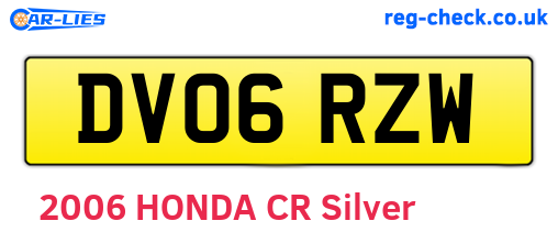 DV06RZW are the vehicle registration plates.