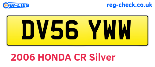 DV56YWW are the vehicle registration plates.