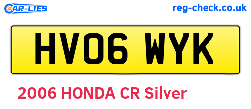 HV06WYK are the vehicle registration plates.