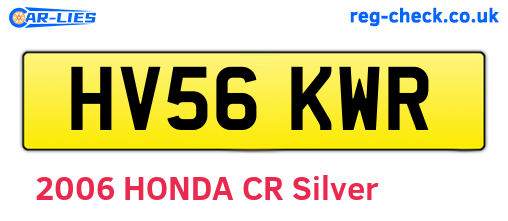 HV56KWR are the vehicle registration plates.