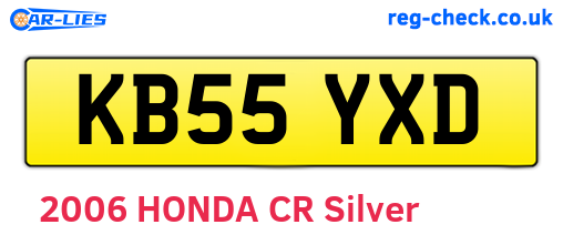 KB55YXD are the vehicle registration plates.