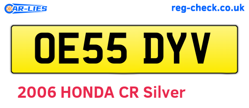 OE55DYV are the vehicle registration plates.