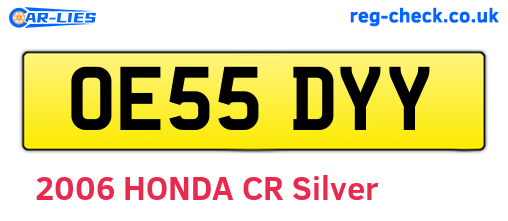 OE55DYY are the vehicle registration plates.