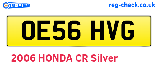 OE56HVG are the vehicle registration plates.
