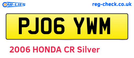 PJ06YWM are the vehicle registration plates.