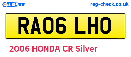 RA06LHO are the vehicle registration plates.