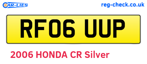 RF06UUP are the vehicle registration plates.